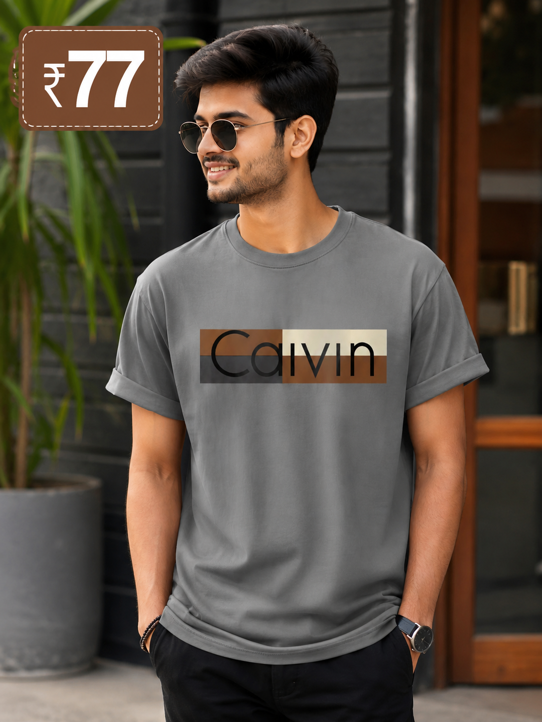Cotton Blend Grey T-Shirt